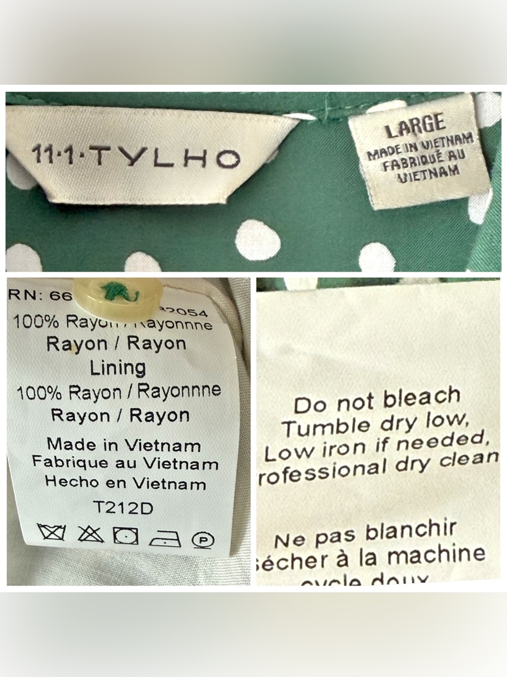SOLD-Anthropologie 11·1·TYLHO Brynn Shirt Dress With Pockets Green Polka Dot L - Picture 5 of 11